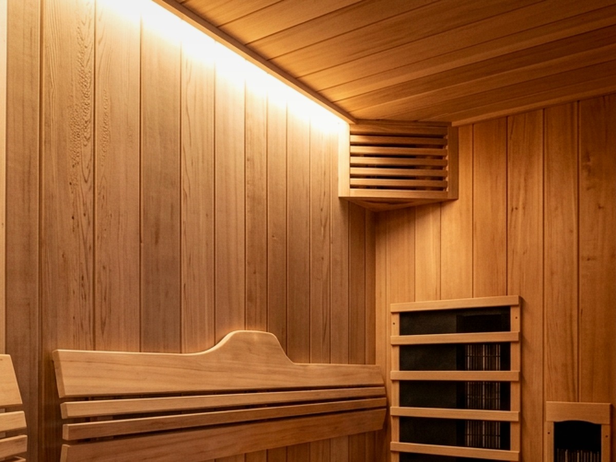 Intake and exhaust ventilation inside cedar sauna
