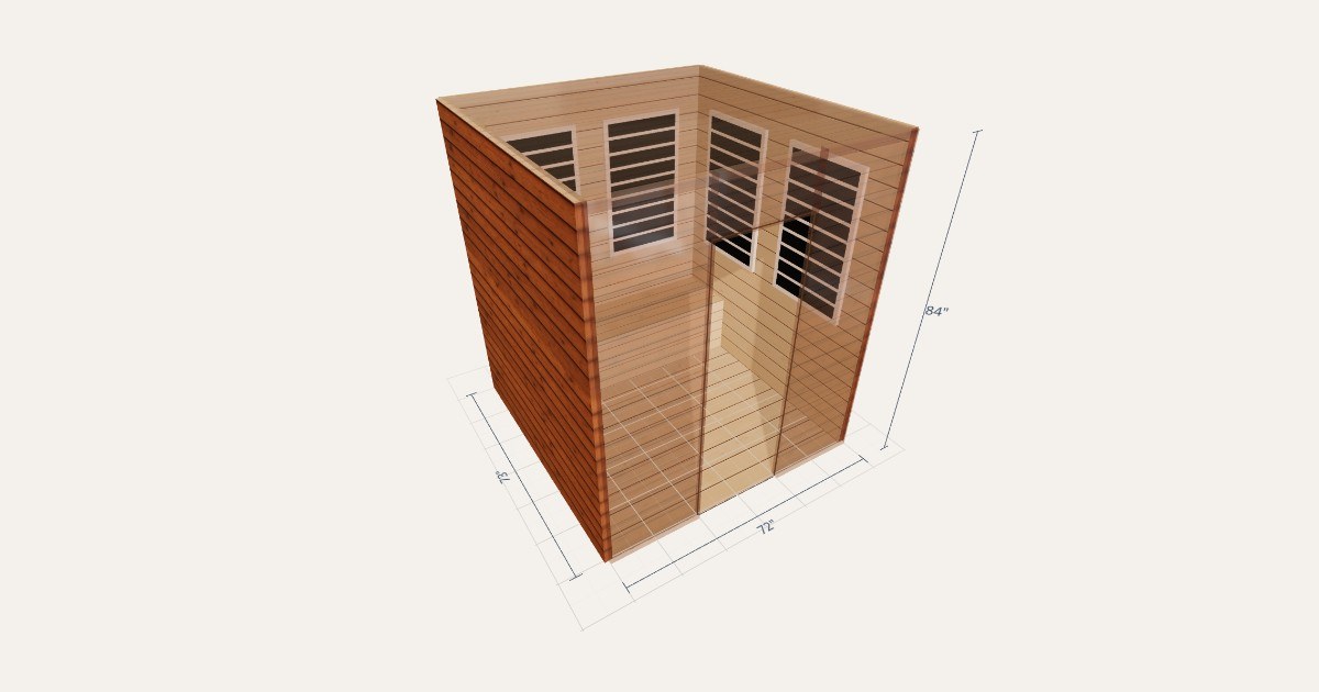 72"×73"×84" · 4 People · Basswood 3D preview
